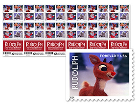 2014 Rudolph the Red-Nosed Reindeer Stamps - Forever Stamps