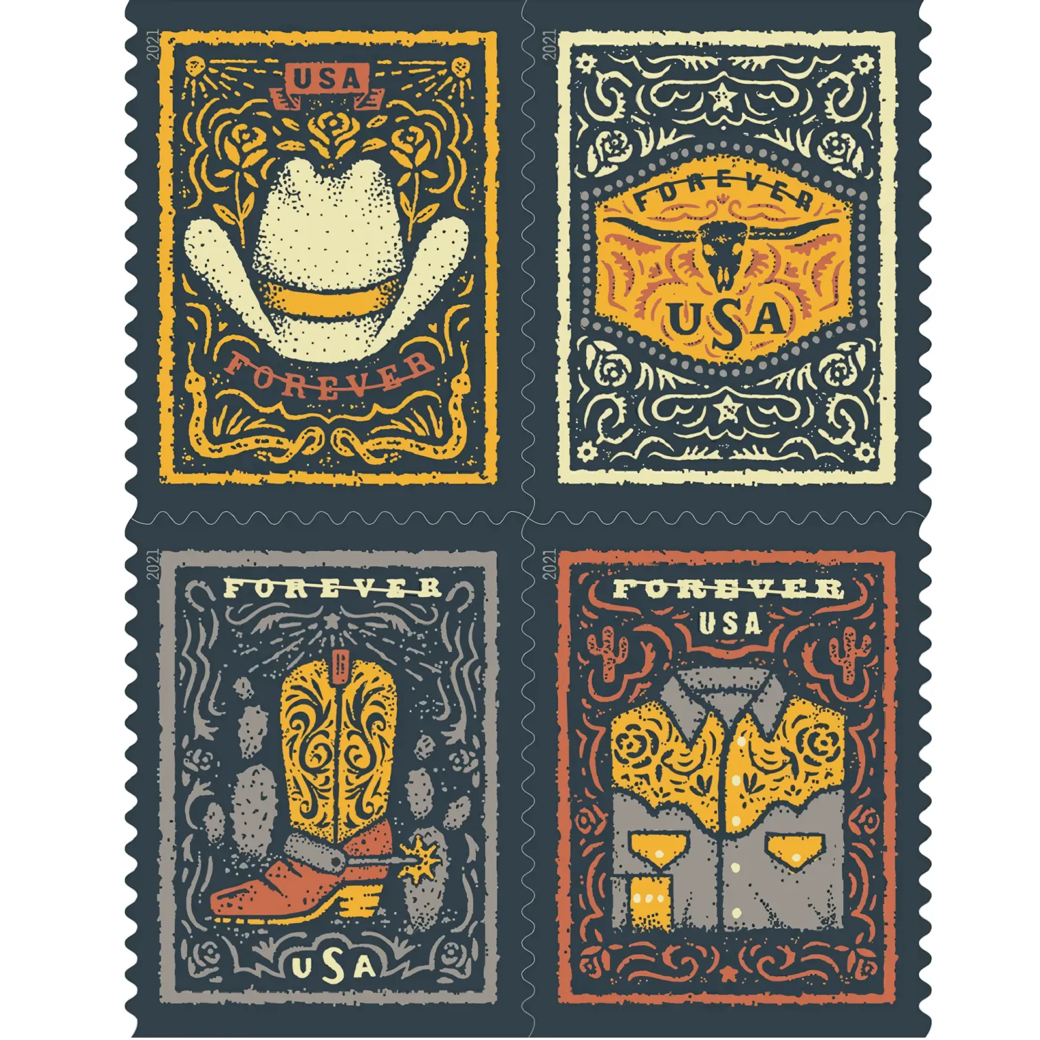 2021 Western Wear Stamps - Forever Stamps