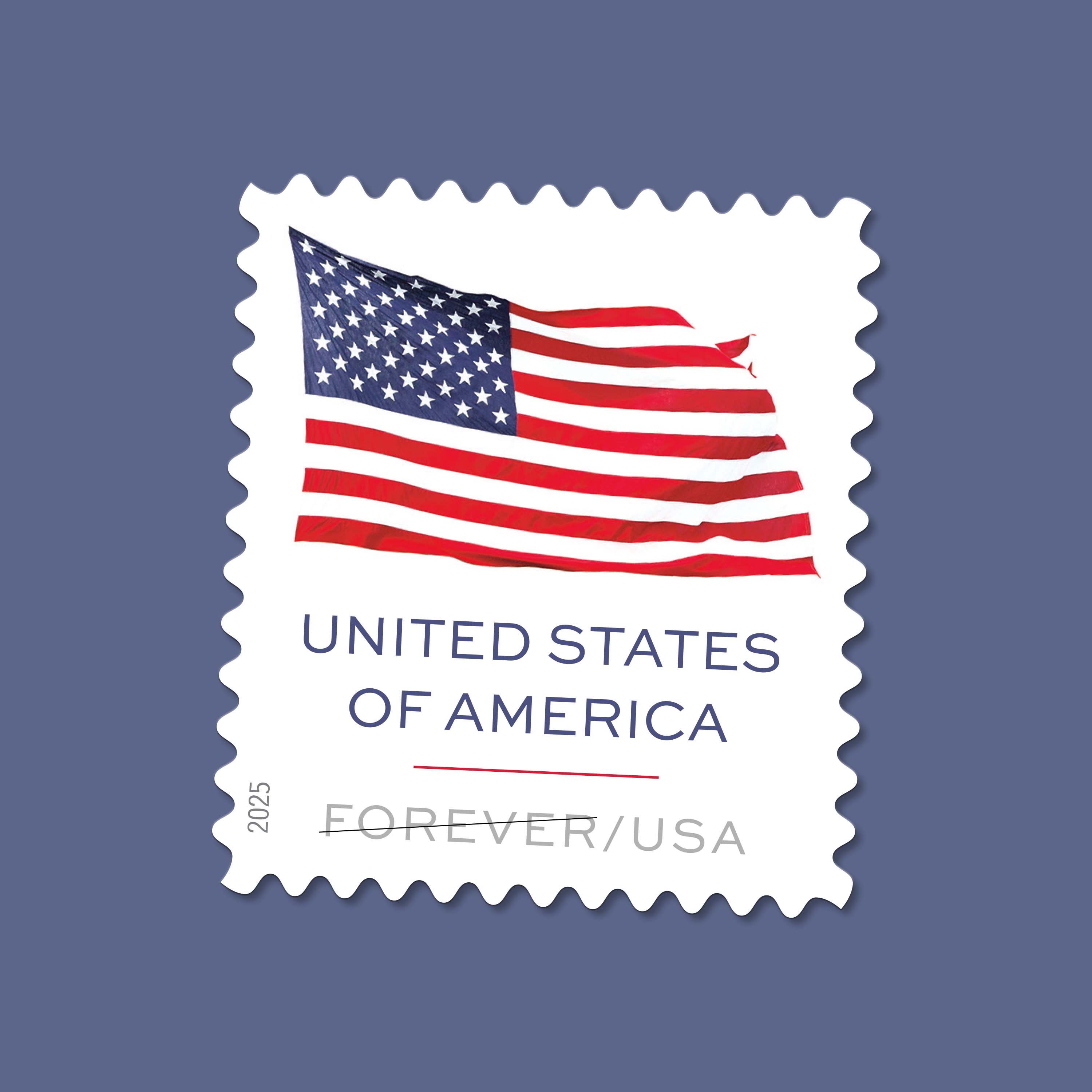 2025 U.S. Flag Stamps Roll 100 pcs - Forever Stamps