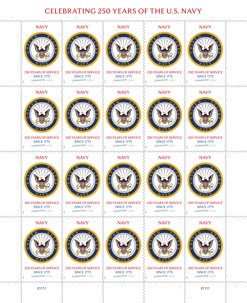 2025 U.S. Navy 250th Stamps 100 pcs - Forever Stamps